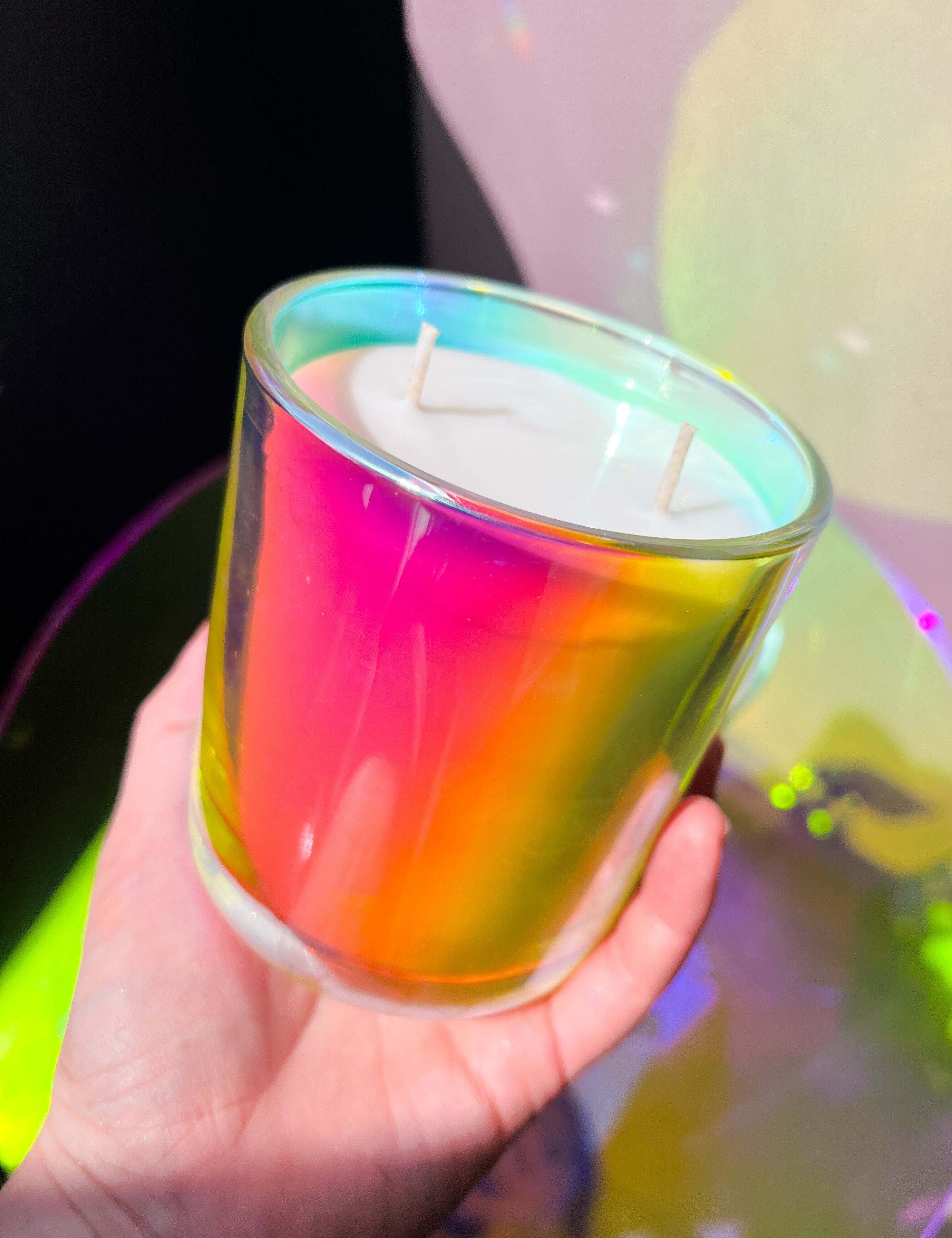 Holographic Hibiscus Candles